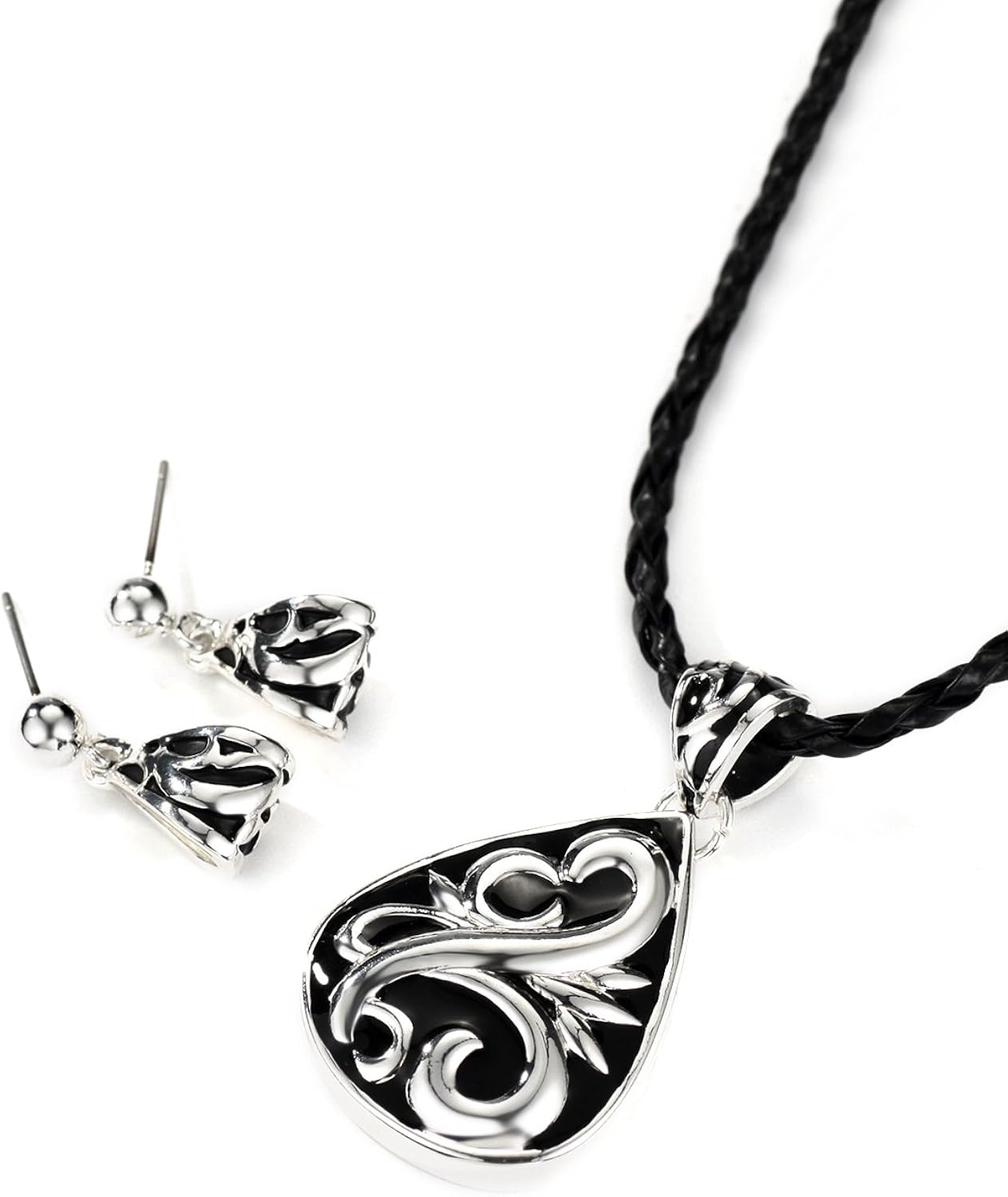 Neoglory Antique Silver Color Vintage Black
