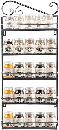 Spice Rack Organizer For Cabinet Space Saving Wall Mount Large