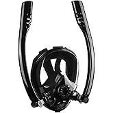 Zestbina Adult Full Face Snorkel Mask, Waterproof Dual Breathing Tubes, Patented Design, Breathing Through The Nose, Professional Snorkeling Gear for Vacation, Mountable Action Camera