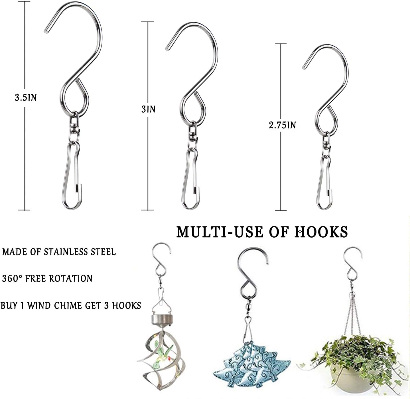 Epartswide Wind Chimes Outdoor, Large Wind Chimes, 36" Garden Chimes with 18 Aluminum Alloy Tubes and 3 S Hooks for Garden Patio Decor(Golden) : Garden & Outdoor