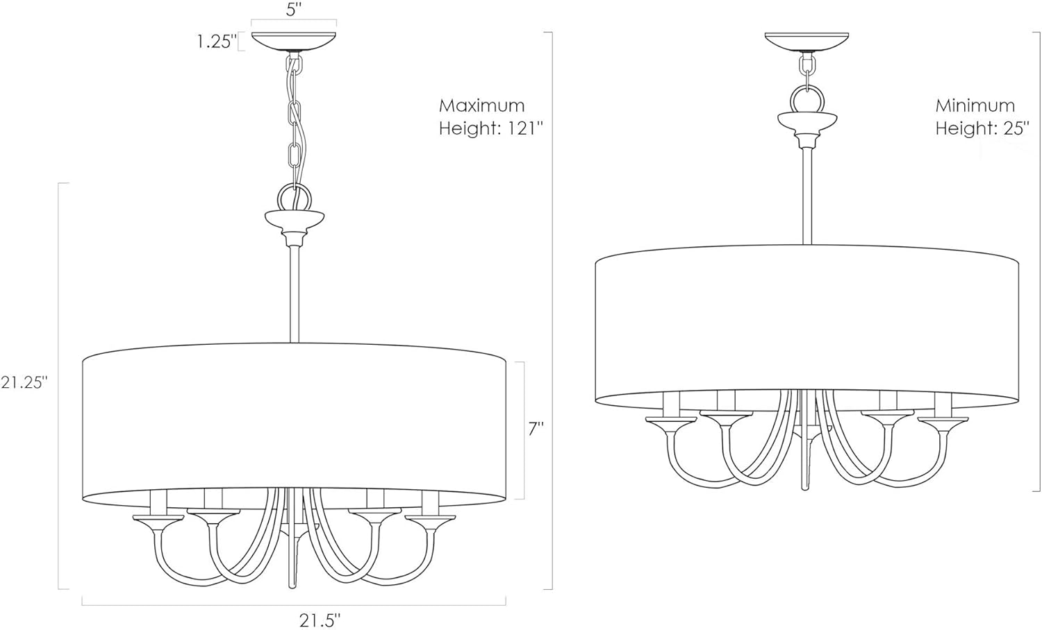 Kira Home Quinn 21" Traditional 5-Light Chandelier + White Linen Drum Shade, Oil-Rubbed Bronze Finish - - 