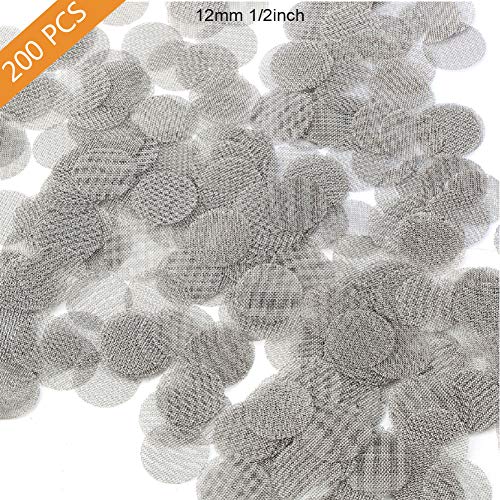 200 PCS Pipe Screens, Metal Pipe Screen 100% Stainless Steel, Pipe Screen Filters 1/2 Inch with Metal Box (My Grandfather and My Father's Choice) (1/2 Inch)