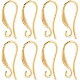 SUNNYCLUE 1 Box 40pcs Real 24K Gold Plated Gold Earring Wires Brass Earring Hooks Metal Wide Blank French Style Earwire Hooks Bulk Findings for Jewelry Making Supplies Dangle Accessories Crafting