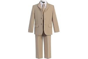 OLIVIA KOO Boys Solid 5-Piece Formal Suit Set with Matching Neck Tie…