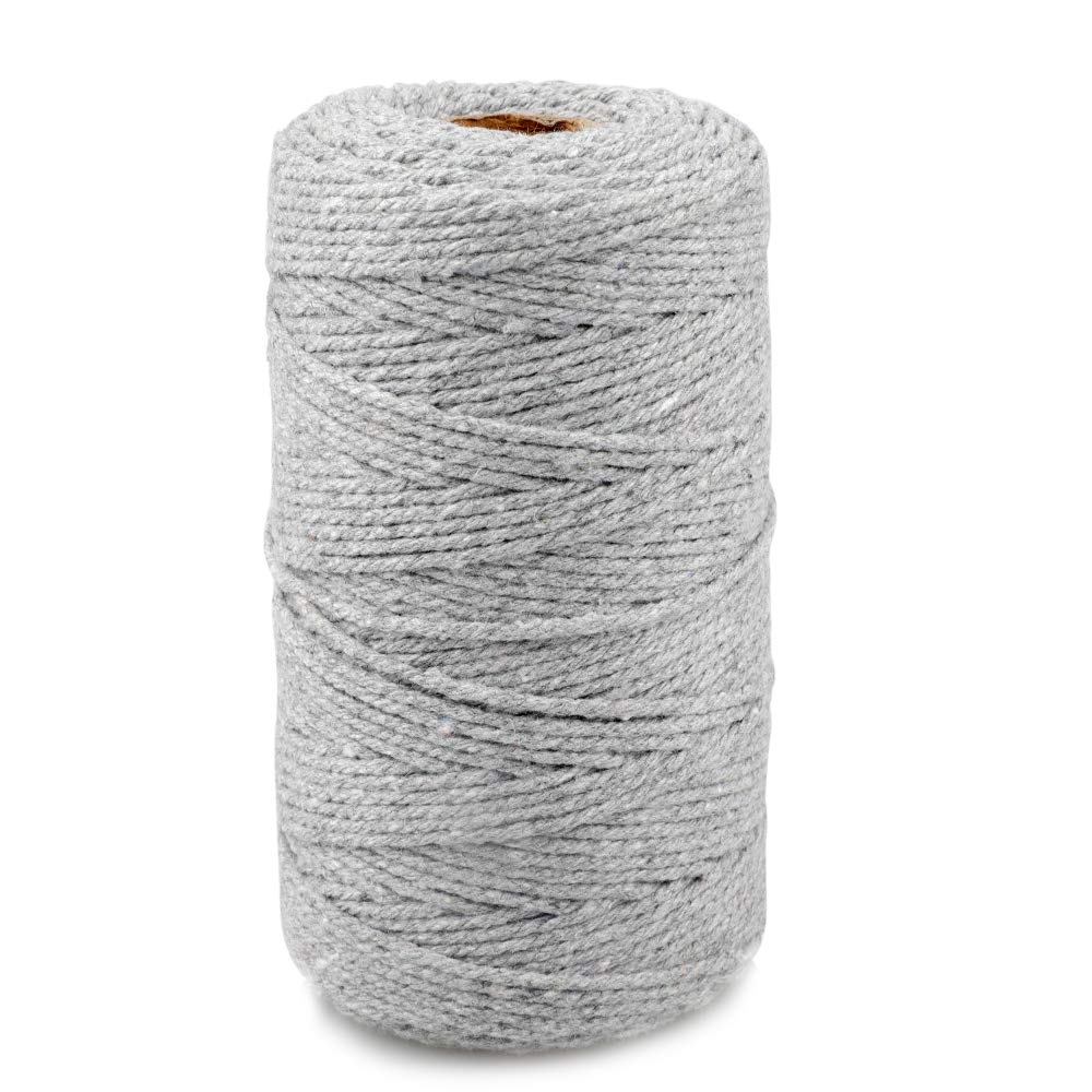 jijAcraft Grey Cotton String Twine, 2MM Cotton String for Crafts, 100M Handicrafts Twine for Crochet, Decorative Cord for Arts & Crafts, Decoration, Packing Cord