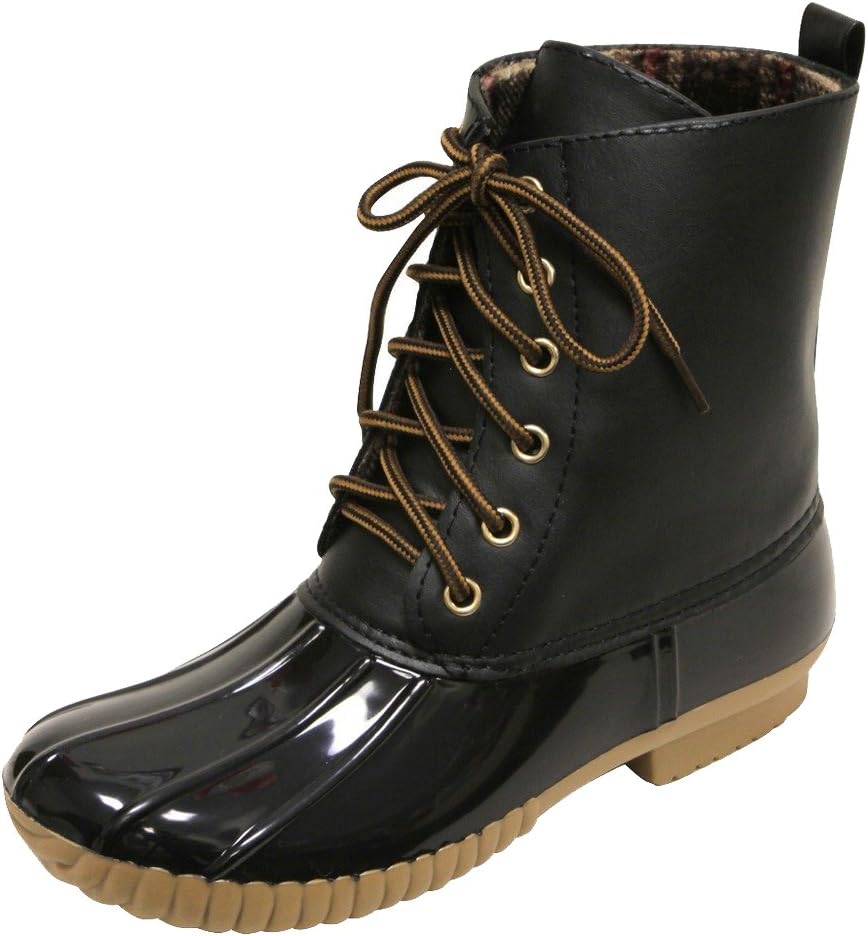 Bonnibel Fidel-1 Women's Comfy Faux Leather Lace Up Waterproof Snow Duck Rain Boots