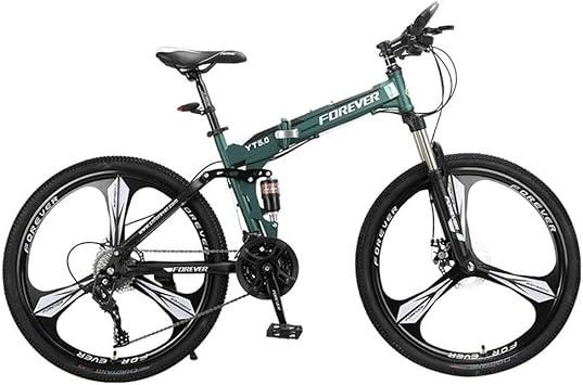 Amazon 折りたたみ自転車 カゴ付 メンズマウンテンバイク 17インチ ミディアム高張力鋼フレーム 24スピード 26インチホイール 折りたたみ自転車 標準装備 ミニベロ 折り畳み自転車 軽快車 自転車 Color Green Guoe Ykgm シティー ファミリーサイクル