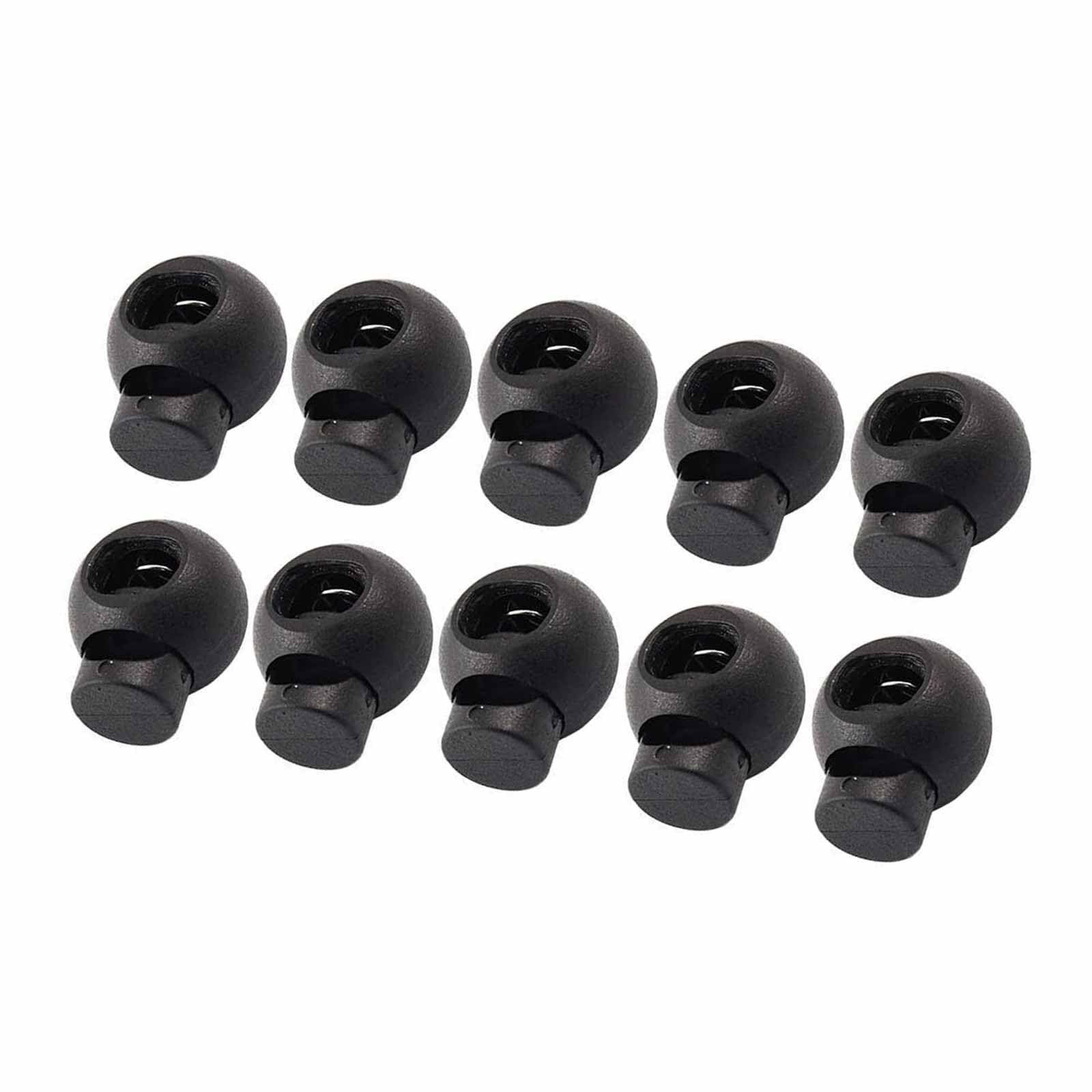 20 Pcs Spring Loaded Plastic Round Toggle Stopper Cord Locks End, Black, 2 * 2 * 2.4 cm