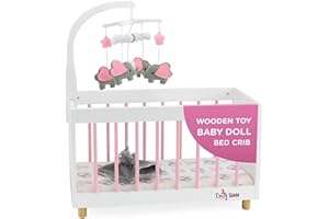 Emily Rose Baby Doll Crib for 18-Inch Dolls – Includes Mobile, Elephant-Themed Bedding & Doll-Sized Lovey – Fits American Girl, Our Generation – USA Brand | Pretend Play Nursery Set