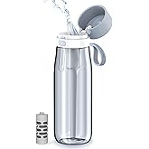 PHILIPS Filtered Water Bottle, BPA-Free Tritan Plastic Water Bottles, Replaces 450 Plastic Water Bottle with Reusable GoZero Everyday Water Filter, Portable Filtering Bottle for Travel, 22 oz, Blue