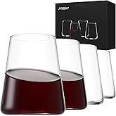 Stemless Wine Glass Set of 4 Hand Made 16oz Crystal Red White Wine Glasses for Daily Use, Hosting, Home Bar, Evening Party Gift Idea for Men or Women Wedding, Anniversary, Christmas,Birthday Gift