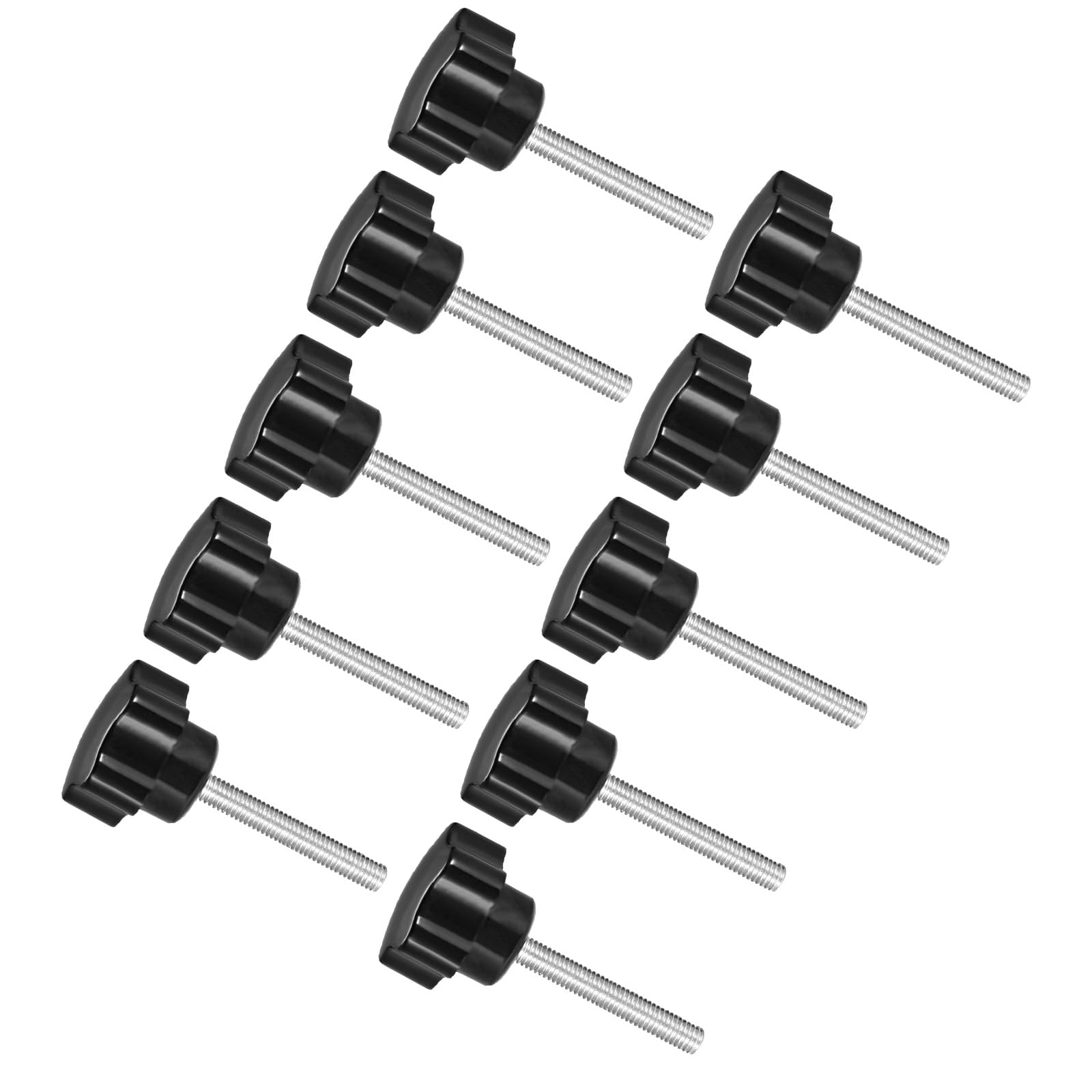 CoCud Star Clamping Knobs, M6 x 35mm Male Thread 31mm Head, Plastic Thumb Screw Grip Hand Knobs Threaded Bolt Black - (Applications: for Lathe Machinery), 10-Pieces