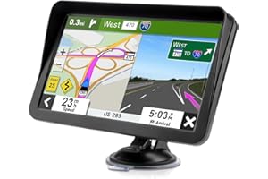 YHRBTPO GPS Navigator for Car, Latest 2025 Map, Truck GPS 9 inch Touch Screen, Real Voice Spoken Turn-by-Turn Direction Reminding, Speed and Red Light Warning, Vehicle GPS Satellite Navigation System (Black)