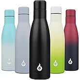 BJPKPK Insulated Water Bottle 17oz Stainless Steel Water Bottles Dishwasher Safe Metal Thermal Keep Cold and Hot,Midnight Black