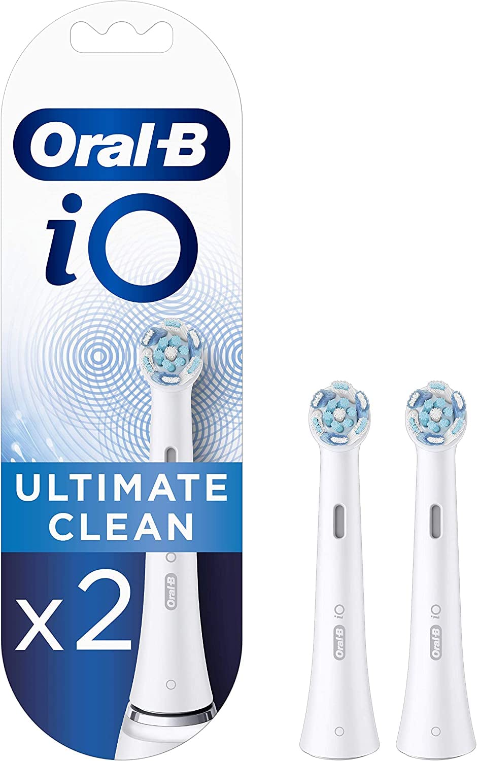 Oral-B iO Ultimate Clean Electric Toothbrush Head, Twisted & Angled Bristles for Deeper Plaque Removal, Pack of 2 Toothbrush Heads, White