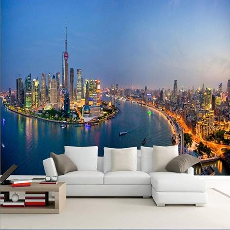 Amazon Xxzzdn カスタム壁紙オリエンタルパールシティ夜景リビングルームテレビ背景壁画中国の風景壁紙壁画 壁紙
