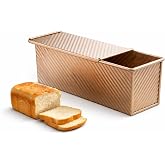 Spmarkt 13 x 5 Inch Pullman Loaf Pan with Lid, 2.2lb Aluminized Steel Nonstick Bread Pan for Sandwich Bread, Long Bread Loaf