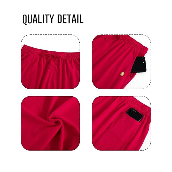LUCKYCATCUS WOMEN’S BERMUDA SHORTS JERSEY SHORTS WITH POCKETS YOGA WALKING ATHLETIC LONG SHORTS FOR WOMEN KNEE LENGTH (RED, L)
