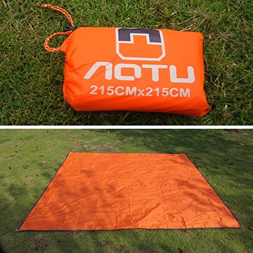 Winis 85"x85" Waterproof Tarps Picnic Blanket Mat Camping Moisture Barrier Outdoor Mutifunctional Tent Tarp Footprint Ground Sheet Mat with Drawstring Carrying Bag(Orange) - Thumbnail 7