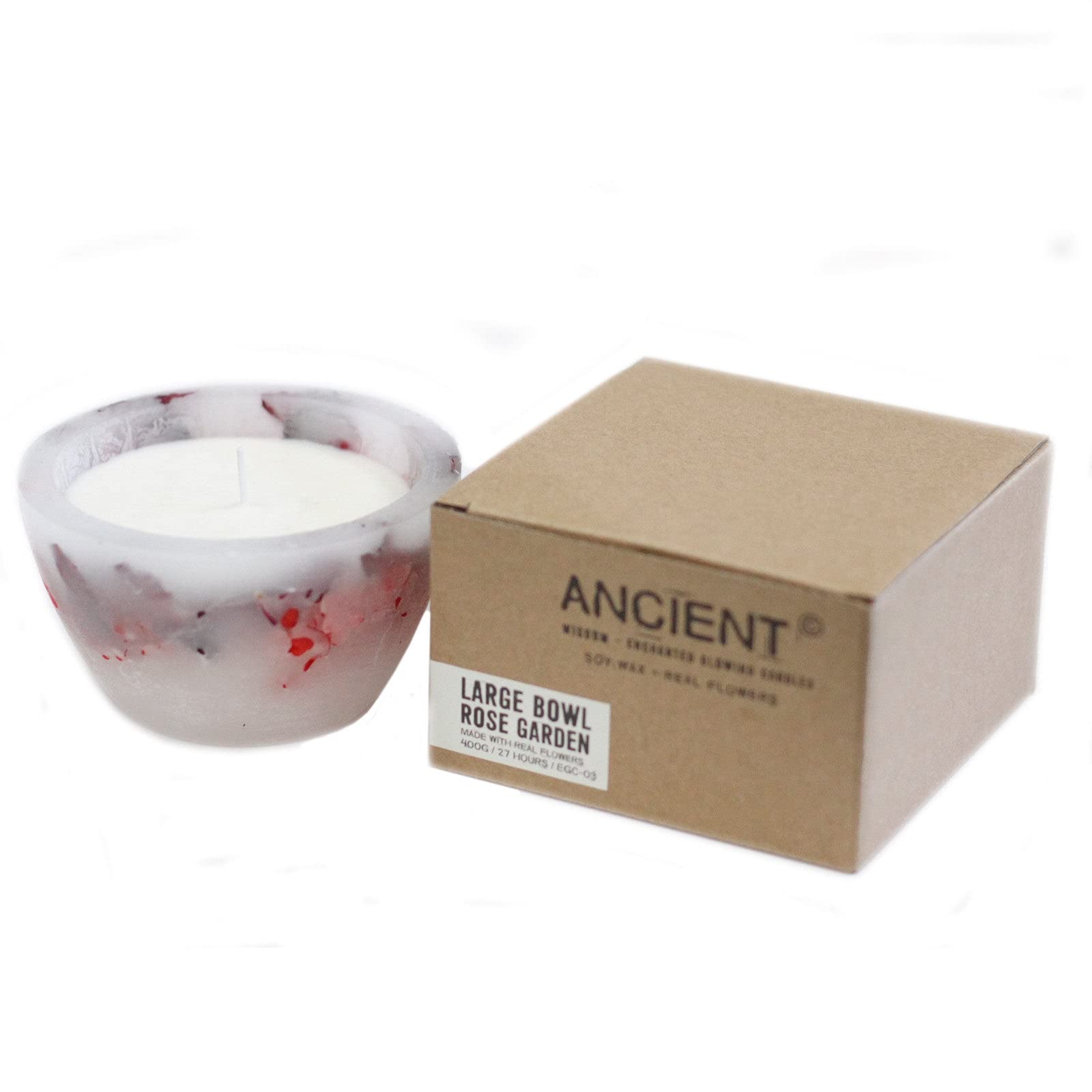 Luxurious Enchanted Glowing candles with Natural soy wax, Organic fragrance and real flowers (Rose, Large Bowl)
