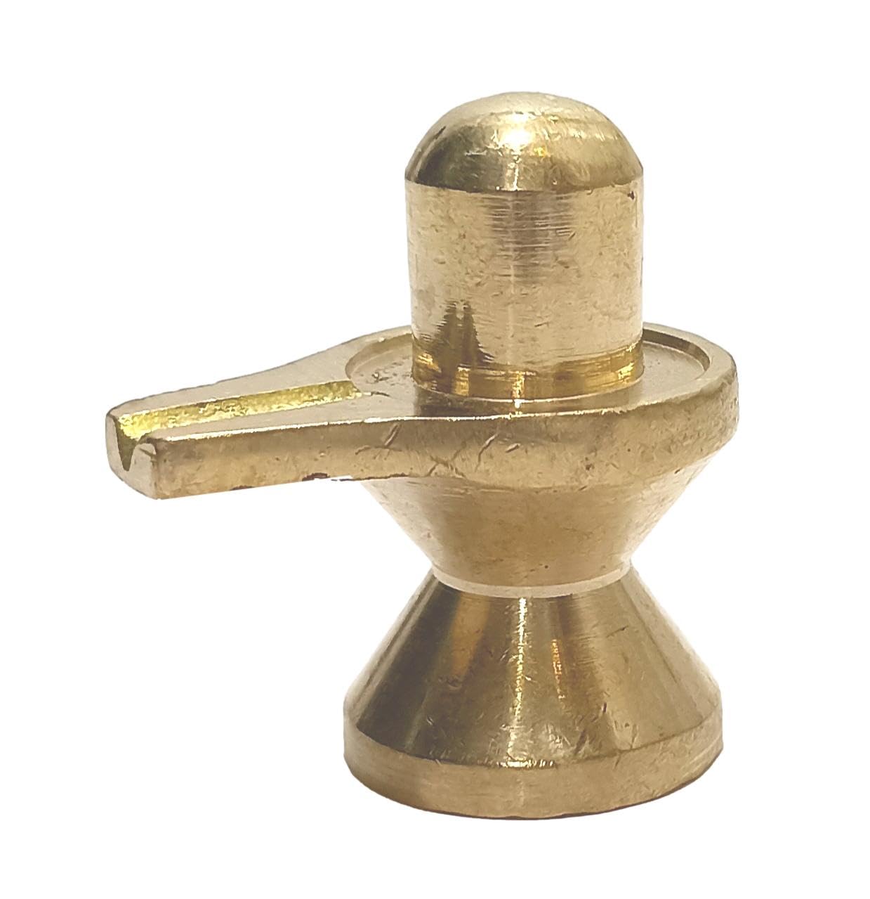 Athizay Solid Brass Shivling Idol – 4 cm Golden Finish Shiva Lingam | Small Non-Hollow Mahadev Statue for Pooja, Car Dashboard, or Gifting