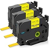 Pristar Compatible Heat Shrink Tube Label Tape Replacement for Brother HSe-631 HSe631 HS631 11.7mm 0.46" for Brother PT-E300 PT-H300 PT-E500 PT-E550W PT-P750WVP PTE800W, Black on Yellow, 3-Pack