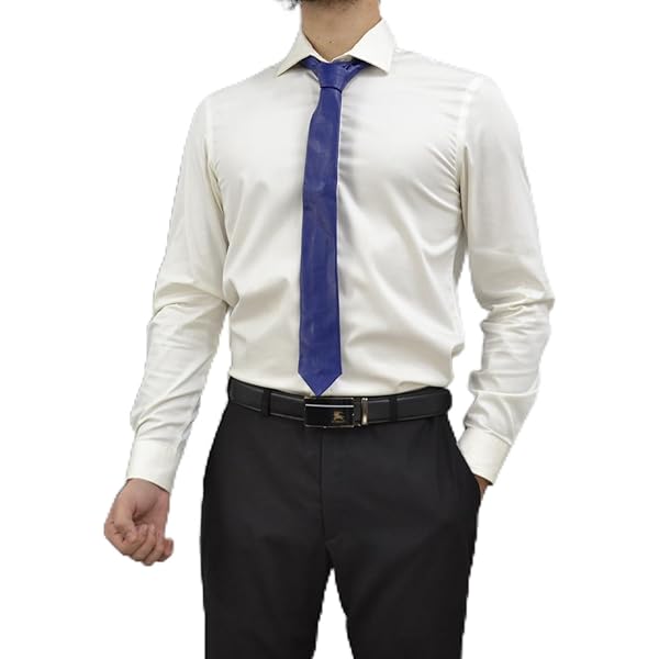 Men's Skinny Tie Handmade PU Leather Black Narrow Necktie at