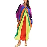 KECVOT Kaftan Dresses for Women Plus Size Batwing Sleeve Caftans Long Bathing Suit Cover Up Maxi Beach Dress Loungewear