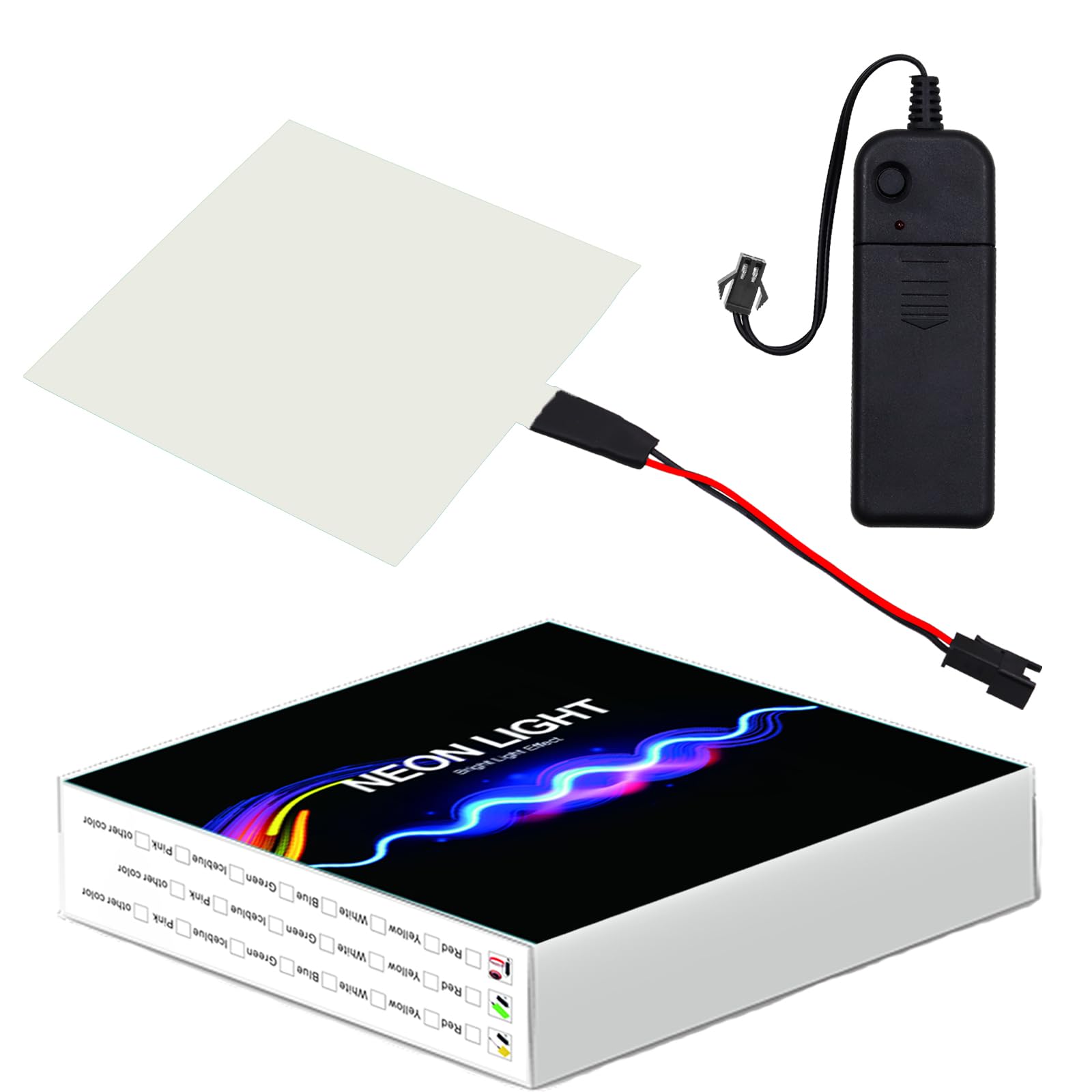 Ygmylandbb Electroluminescent Panels, EL Panels light, EL Sheets 10 cm x 10 cm (3.93" x 3.93") ON/Slow Flash/Fast Flash, Iceblue, 1Pack