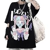 Women Summer Gothic T-Shirt Anime Aesthetic Print Harajuku Fashion Casual Tops