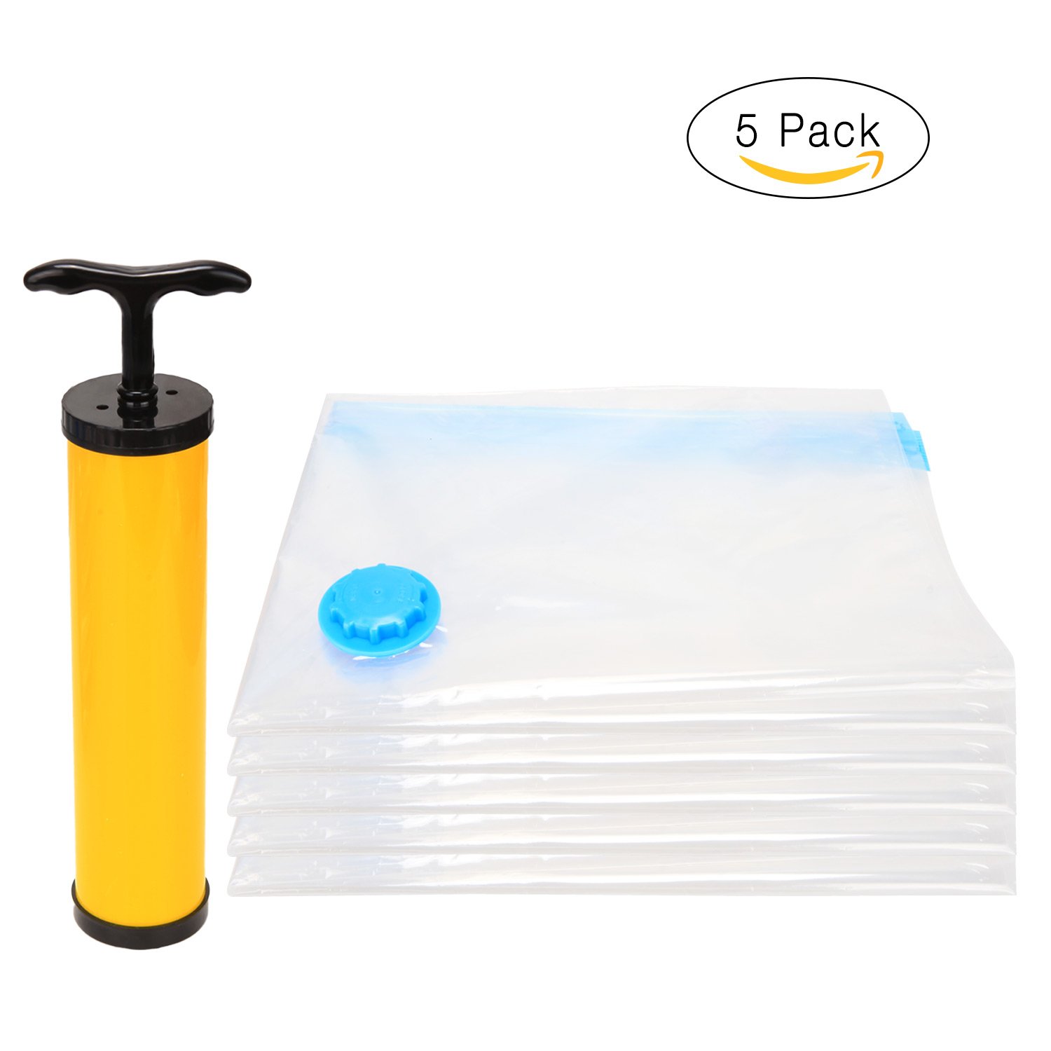 Makife Space Save Bags Vacuum Storage Bags Cloth Towel Pillow Blanket Travel 1 Free Hand Pump Save 80% Space Compression Works with Any Vacuum Cleaner 5 Pack, 32 40 inches