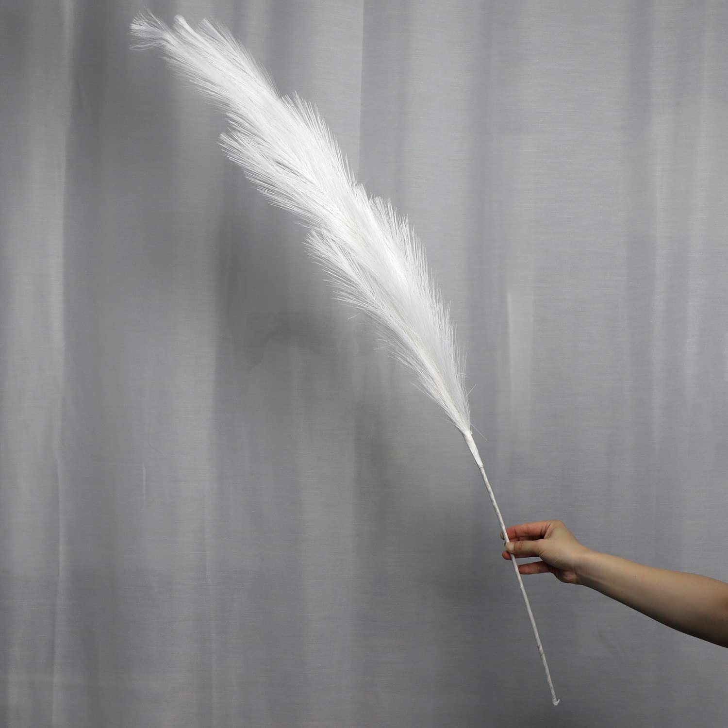 huaao Pampas Grass Artificial Decoration Large 110 cm 1 Stem Handmade Boho Pampas Grass, Artificial Feather Decoration for Living Room, Bedroom, Boho Wedding, Vases, Office, White