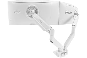 Pixio PS2D White Ultrawide Heavy-Duty Premium Dual Monitor Arm Stand Desk Mount - Fits up to 35 inches Two Monitors, Weights 