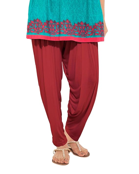 Women's Viscose Patiala (Cherry, Free Size)
