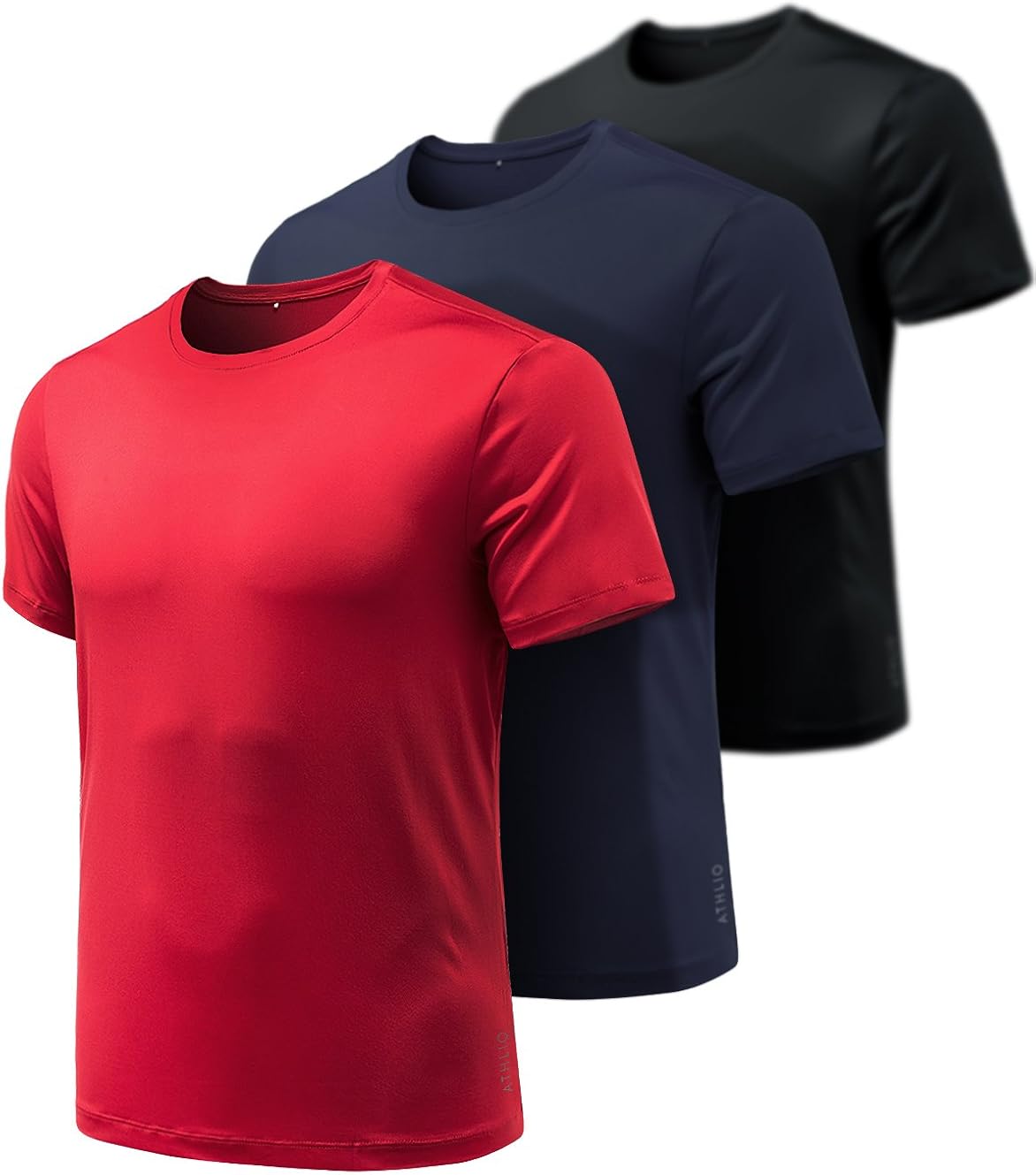 ATHLIO 2 or 3 Pack Men's Workout Running Shirts, Sun Protection Quick Dry Athletic Shirts, Short Sleeve Gym T-Shirts : Clothing