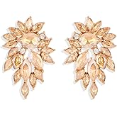 TRWWELL Marquise Sparkly Rhinestone Statement Drop Earrings for Women Vintage Crystal Cluster Earrings for Wedding Jewelry Gift