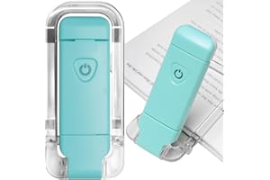 EGWASER Book Reading Light, Portable USB Rechargeable LED Clip on Book Lights for Reading in Bed, 3 Brightness Adjustable Dimmable Bookmark Light for Eye-Protection, Reading Lamp (Blue)
