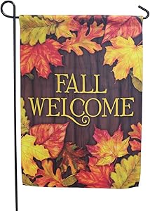 LAYOER 12 x 18 Inch Garden Flag Autumn Fall Leaf Welcome House Home Double Sided