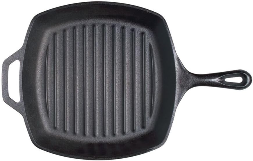 Lodge Pre-Seasoned Cast Iron Grill Pan With Assist Handle, 10.5 inch, Black: Cast Iron Skillet: Kitchen & Dining
