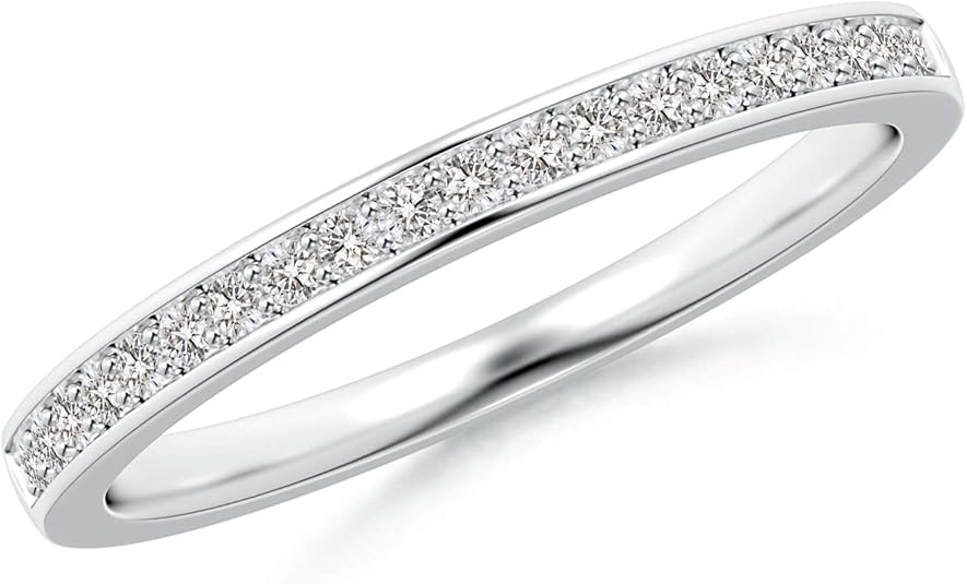 Pave Set Half Eternity Women's Diamond Wedding Band in 14K White Gold