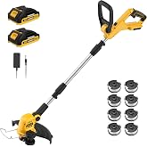 ZEGJAW 12 Inch Cordless String Trimmer Weed Wacker with 2x2.0Ah Battery | Battery Powered, Auto Line Feed, 8pcs Line ,Spacer guard