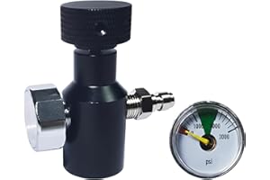 Vestamore Co2 Fill Adapter, 3000 Psi Gauge, G1/2-14 Thread, 8 Mm Male Head, Dual Port Compressed Air Fill Station for 12 Oz 2