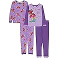 DREAMWORKS TROLLS Girls' 4-Piece Snug-fit Cotton Pajama Set, Soft & Cute for Kids