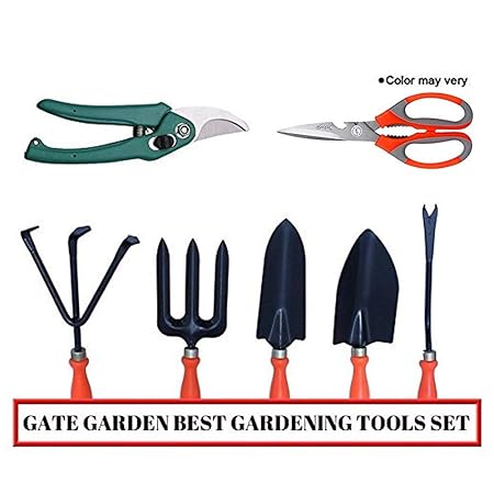 Gate Garden! 5 Spectacular and Economical Gardening Tools Set with Heavy Gardening Cut Tools Scissor and Cutter by Gate Garden