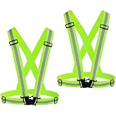 Chiwo Reflective Vest Running Gear 2Pack, High Visibility Safety Vest | Adjustable ,for Night Cycling,Hiking, Jogging,Dog Walking, Construction safe