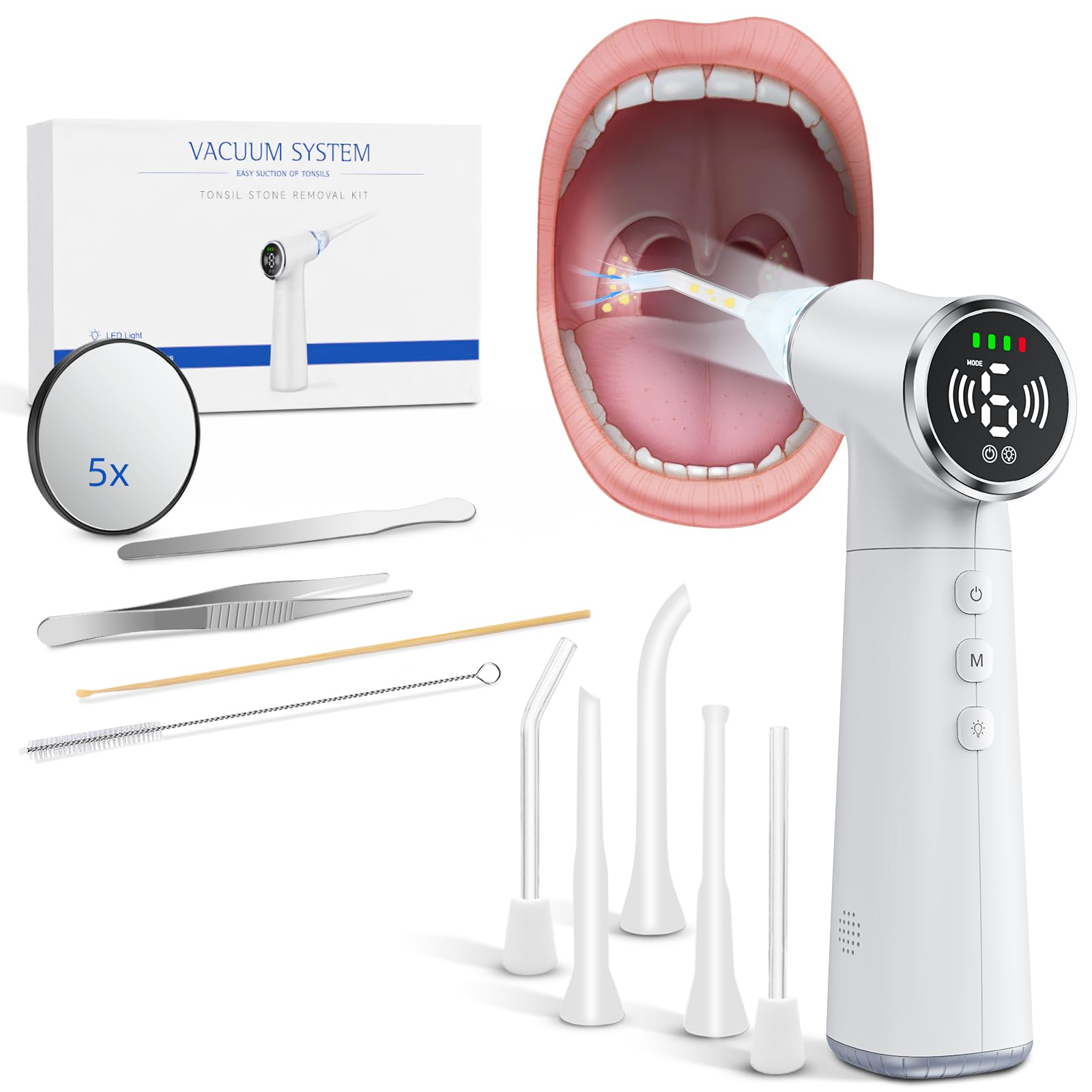 Photo 1 of Upgraded Electric Tonsil Stone Remover – High-Precision & Painless Cleaning, Food-Grade Material, 6 Suction Levels | Tonsil Stone Removal Kit with LED Light, Oral Protection & 11 Attachments