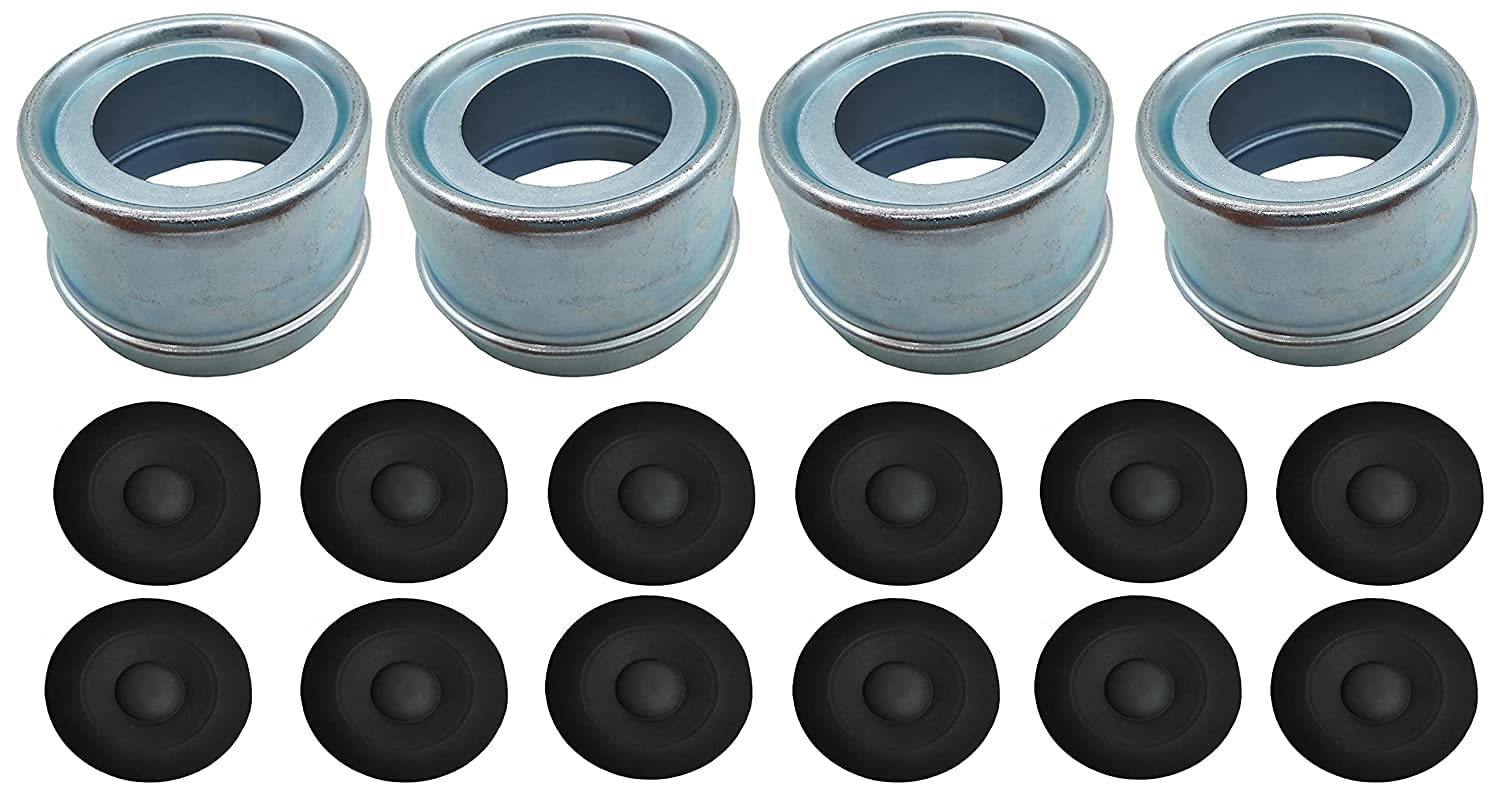 Photo 1 of ***(MISSING PARTS)***Replaces 4 Pack Trailer Axle Dust Cap Cup Grease Cover & Rubber Plugs 12 Pack for Dexter EZ Lube Trailer Camper Axle 1.98"
