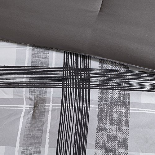 30 Off Tl 5 Piece Black Grey Plaid Checkered Comforter Set Full