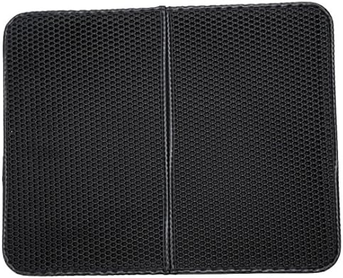 Yeefant Double-Layer Honeycomb Trapper with Waterproof Base Feeding Mat Placemat Waterproof Cat Litter Mat,Sensitive Paws and Easy to Clean,16x20 Inch,Black
