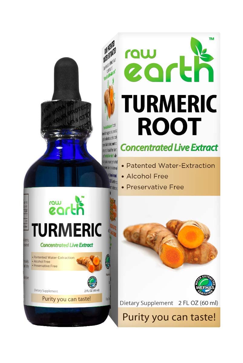 Raw Earth Live Turmeric Root Extract - Organic Ingredients - Alcohol Free - BioActive Curcumin Liquid Drops - Patented Process with Fulvic Mineral Transport System